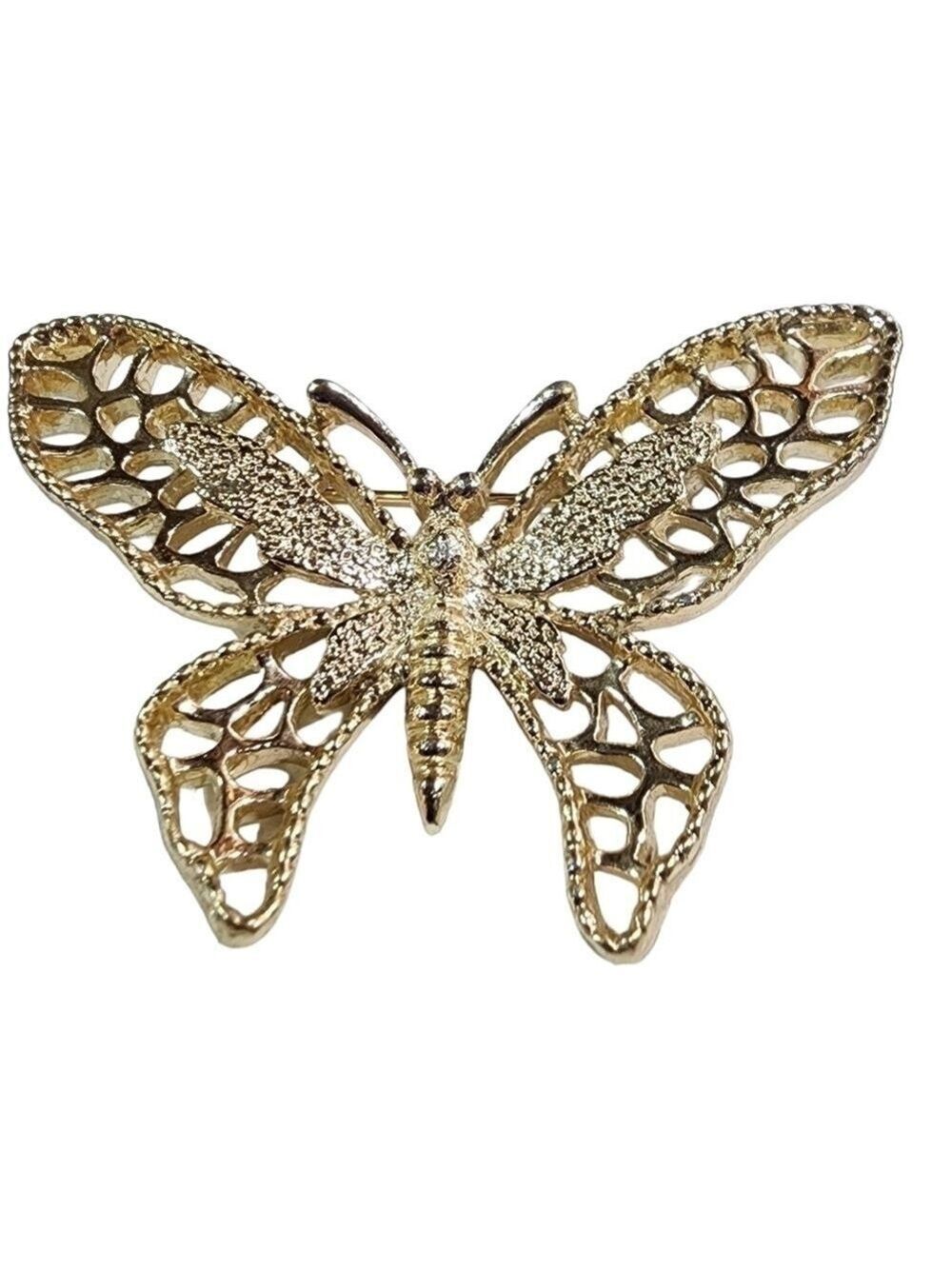 Vintage Sarah Coventry goldtone brooch large wings - Picture 5 of 8
